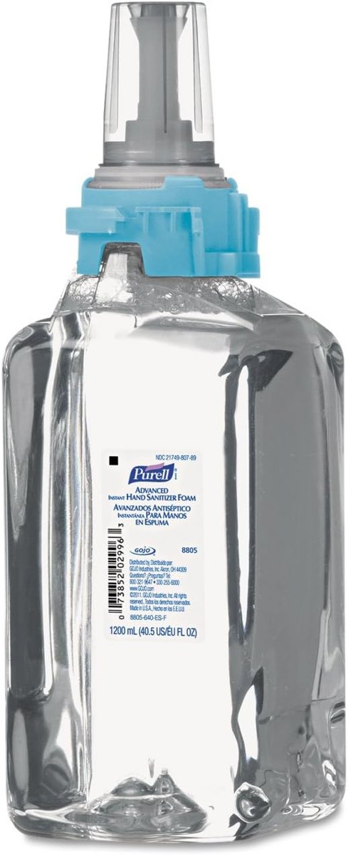 PURELL 880503 Advanced Instant Hand Sanitizer Foam, ADX-12 1200mL Refill, Clear, 3/Carton