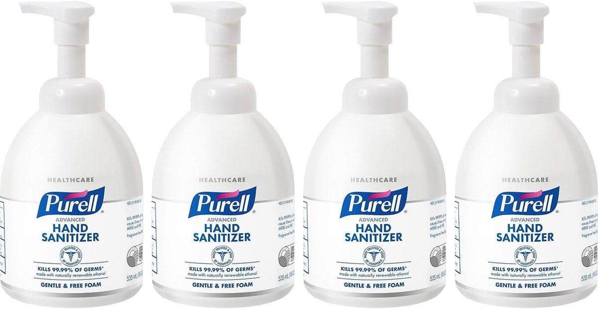 PURELL Advanced Green Certified Hand Sanitizer, Gentle & Free Foam, 535 mL EcoLogo Certified Sanitizer Table Top Pump Bottles (Case of 4)