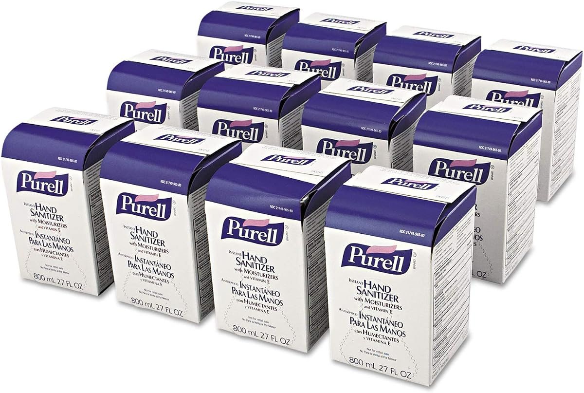 PURELL Advanced Hand Sanitizer Gel, 800 mL Hand Sanitizer Gel Refill for GOJO 800 Series Bag-in-Box Push-Style Dispenser (Pack of 12) – ,Clear, view 3