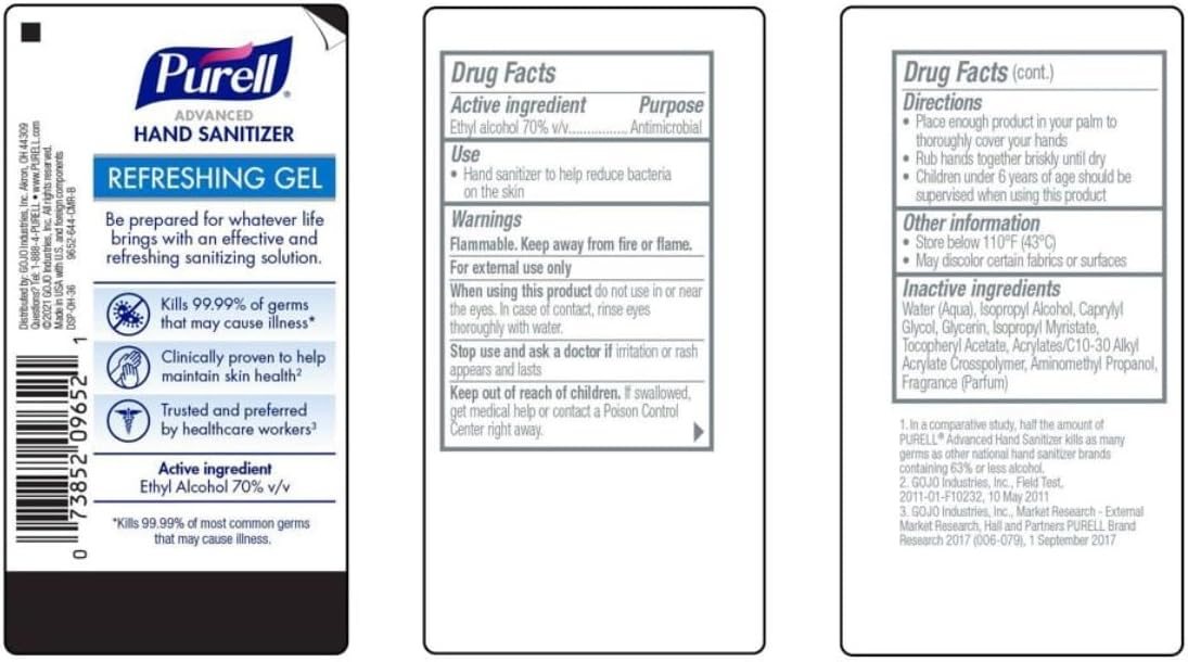 PURELL Advanced Hand Sanitizer, Refreshing Gel, 8 fl oz Sanitizer Table Top Pump Bottles (Pack of 2), view 3