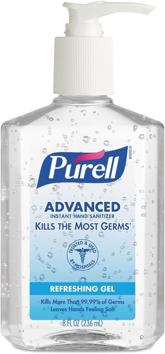 PURELL Advanced Hand Sanitizer Refreshing Gel, Clean Scent, 8 fl oz Pump Bottle (Pack of 12)