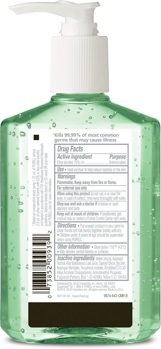 PURELL Advanced Hand Sanitizer Soothing Gel with Aloe and Vitamin E- 8 fl oz Pump Bottle (Pack of 12), view 2
