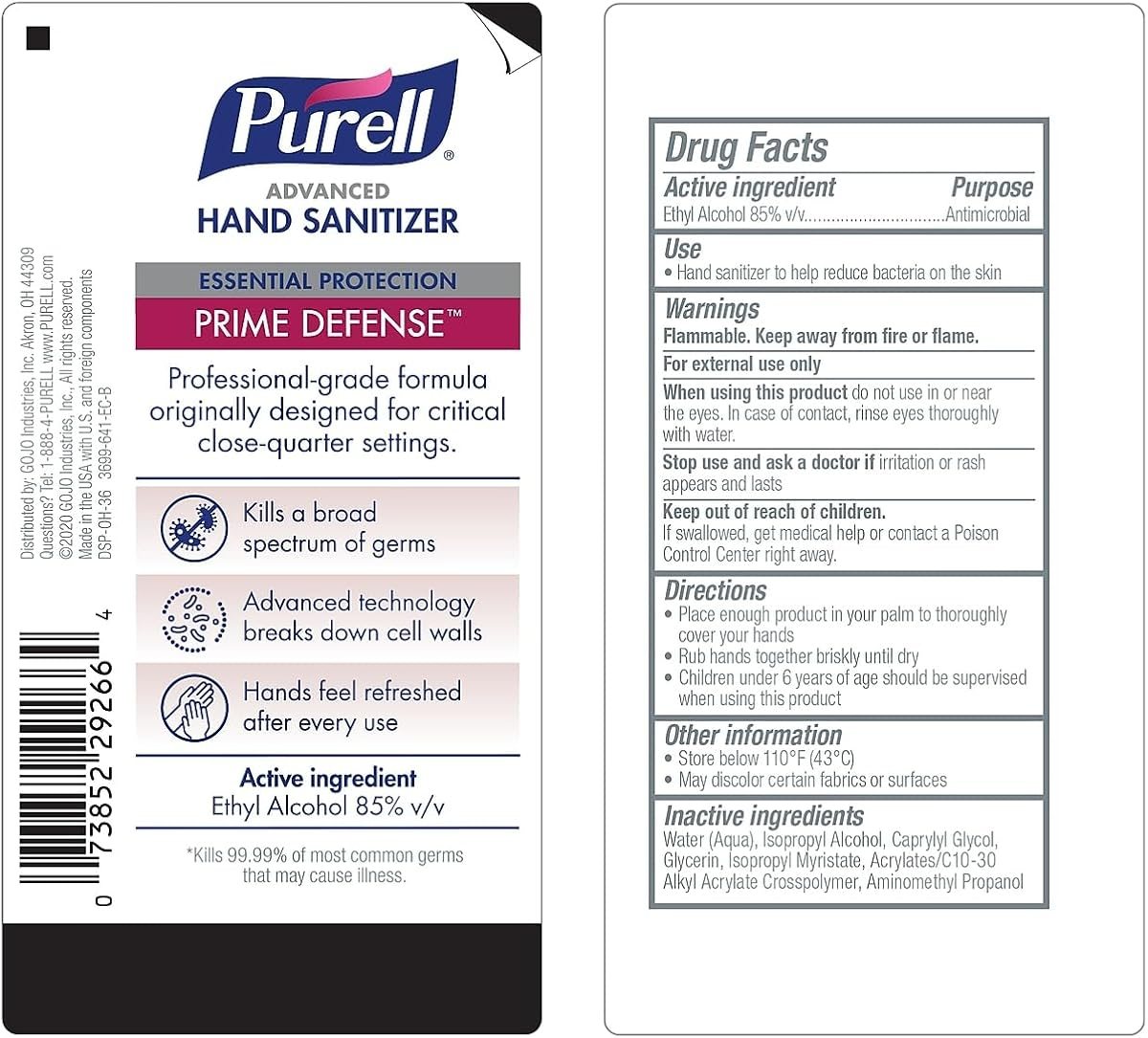 PURELL Advanced Prime Defense 85% Alcohol Gel Hand Sanitizer, 12 oz., 12/Carton ( CT), view 4