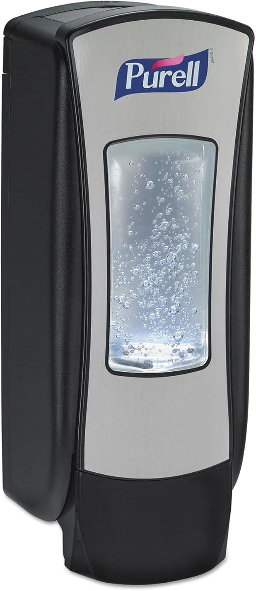 PURELL ADX-7 Push-Style Hand Sanitizer Dispenser, Chrome/Black, for PURELL ADX-7 700 mL Sanitizer Refills (Pack of 3), view 2