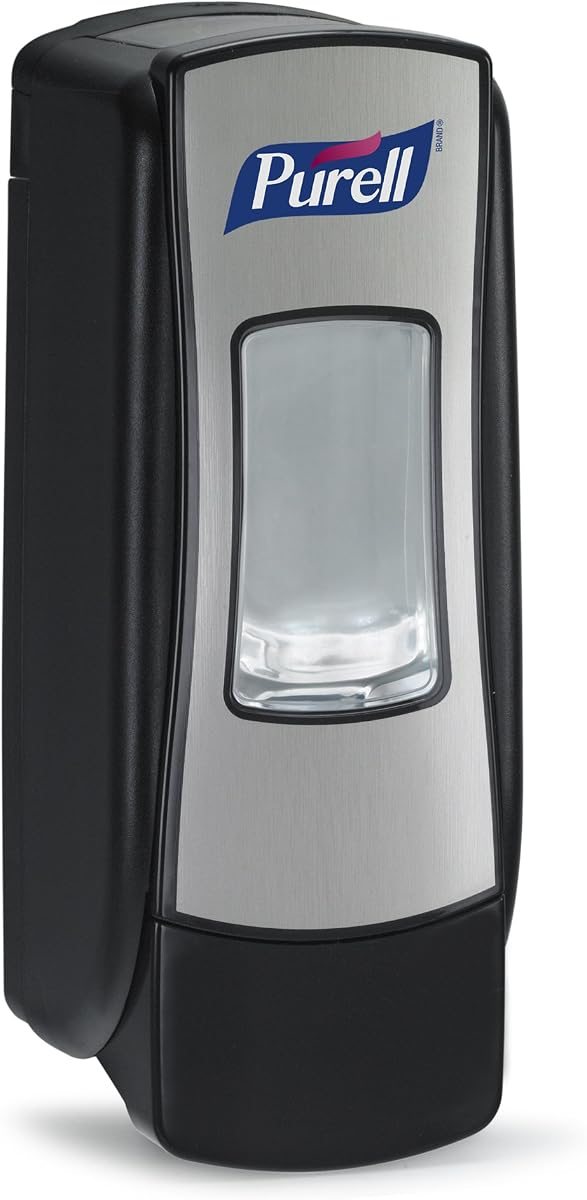 PURELL ADX-7 Push-Style Hand Sanitizer Dispenser, Chrome/Black, for PURELL ADX-7 700 mL Sanitizer Refills (Pack of 3), view 3