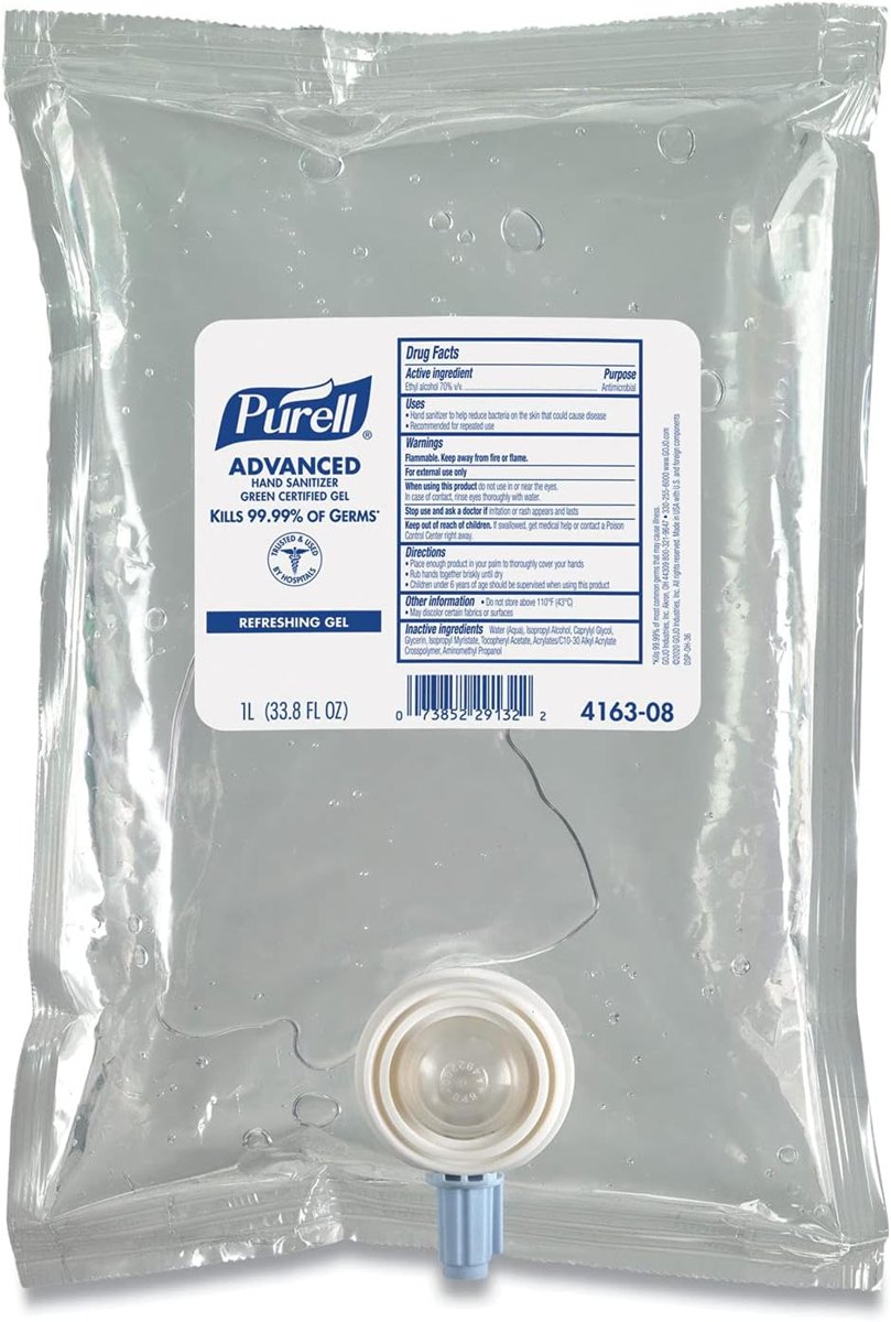 PURELL CS2 Hand Sanitizer Gel Refill, Frag Free, 8ct x 1000 mL