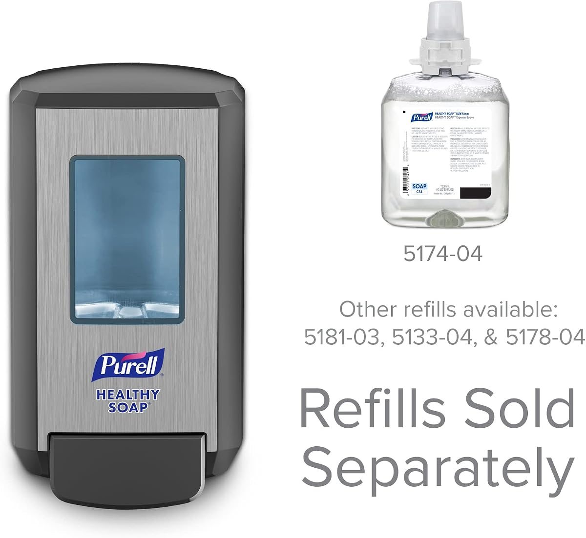 PURELL CS4 Manual Soap Dispenser, Graphite, for 1250 mL PURELL CS4 Healthy SOAP Refills (Pack of 2) - - Manufactured by GOJO, Inc., view 5