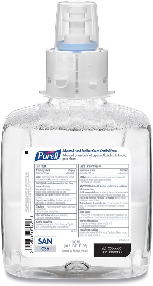 PURELL CS6 Hand Sanitizer Foam Refill, 2ct x 1200 mL