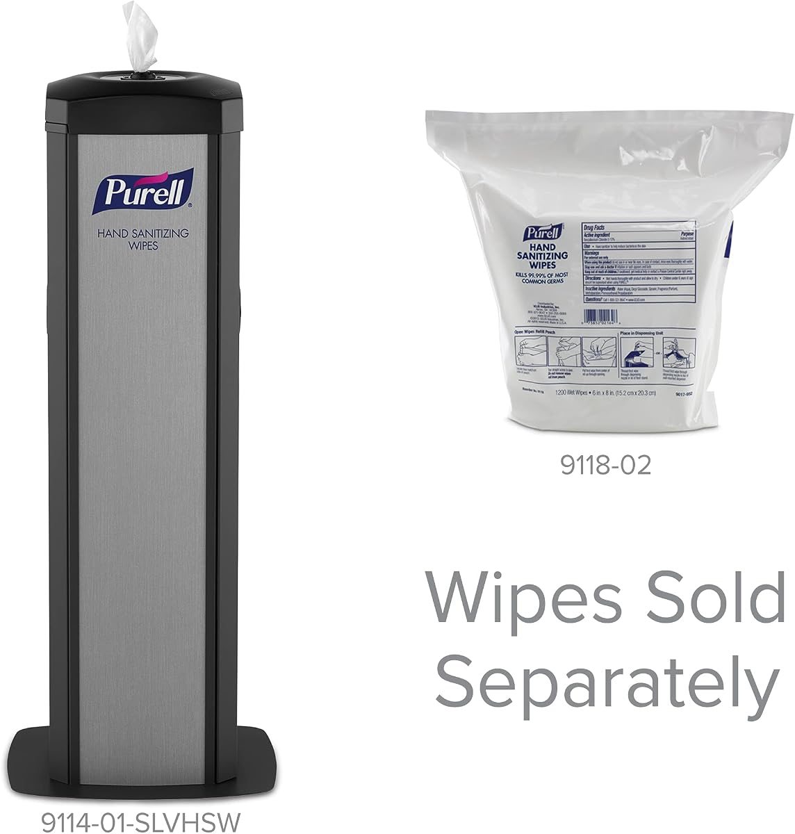 PURELL DS360 Hand Sanitizing Wipes Floor Stand, Silver, 1ct, view 4