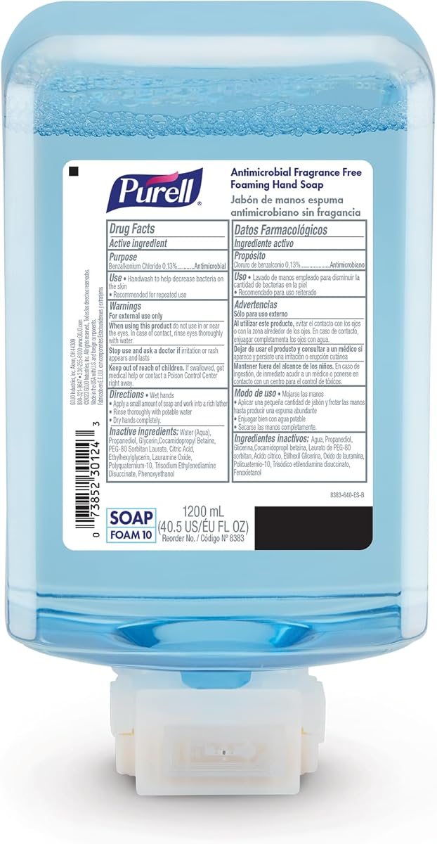 PURELL ES10 Foam Soap Refill, Fragrance Free, 2ct x 1200 mL, view 2