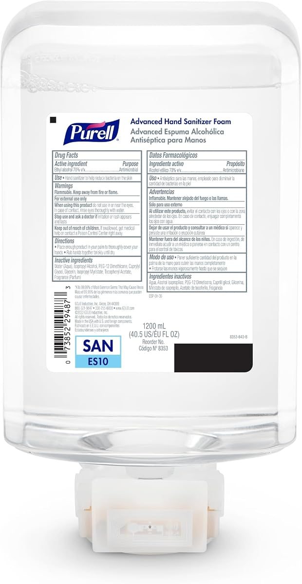 PURELL ES10 Hand Sanitizer Foam Refill, 2ct x 1200 mL, view 2