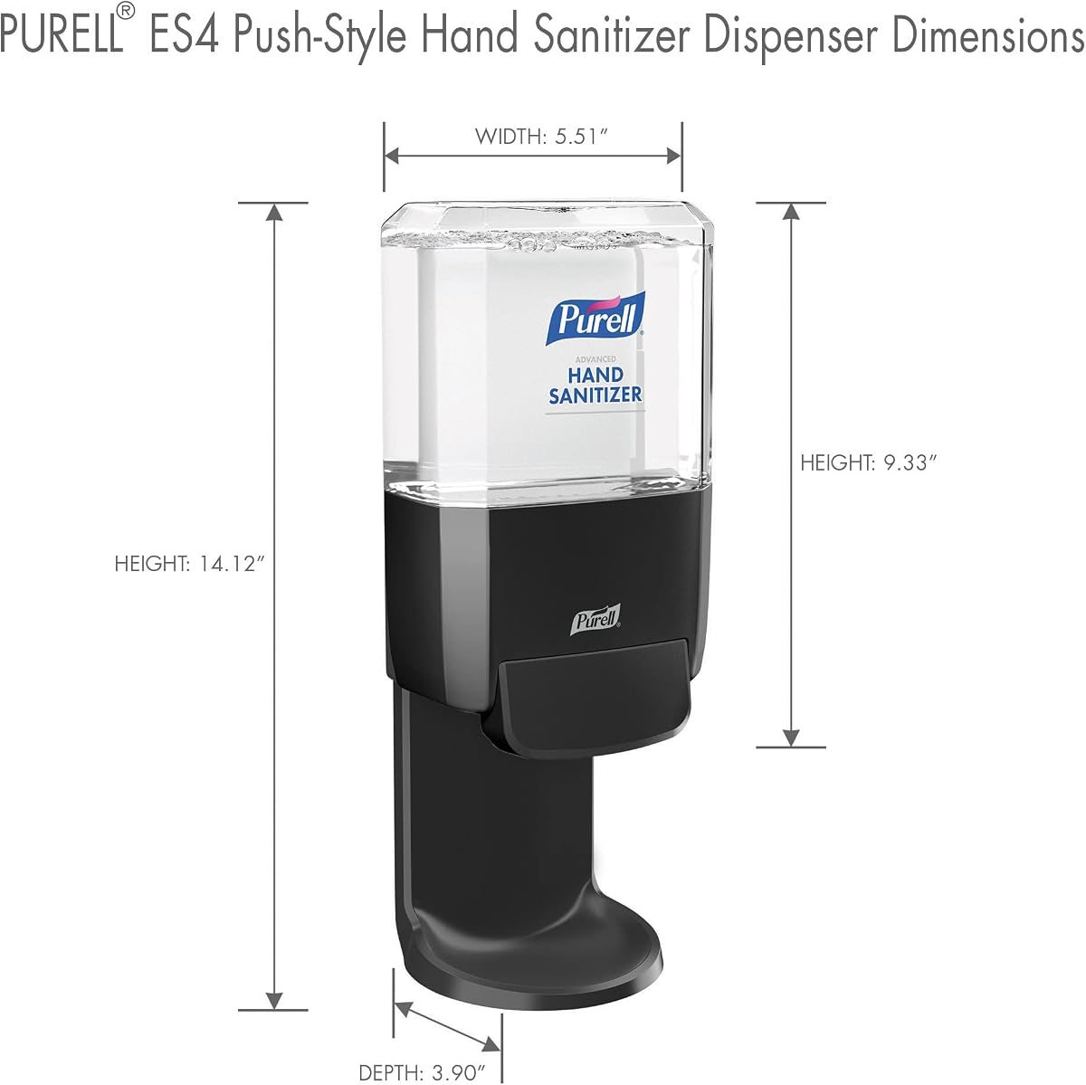 PURELL ES4 Manual Hand Sanitizer Dispenser, Graphite, Compatible with 1200 mL PURELL ES4 Hand Sanitizer Refills (Pack of 2), view 4
