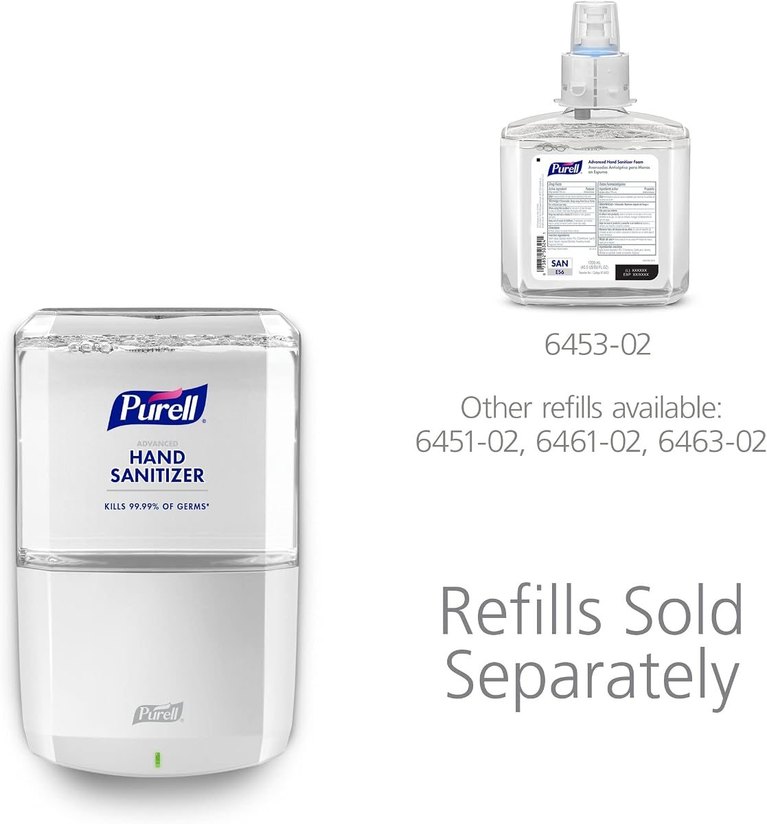PURELL ES6 Automatic Hand Sanitizer Dispenser, White, Compatible with 1200 mL PURELL ES6 Automatic Hand Sanitizer Refills (Pack of 6), view 5