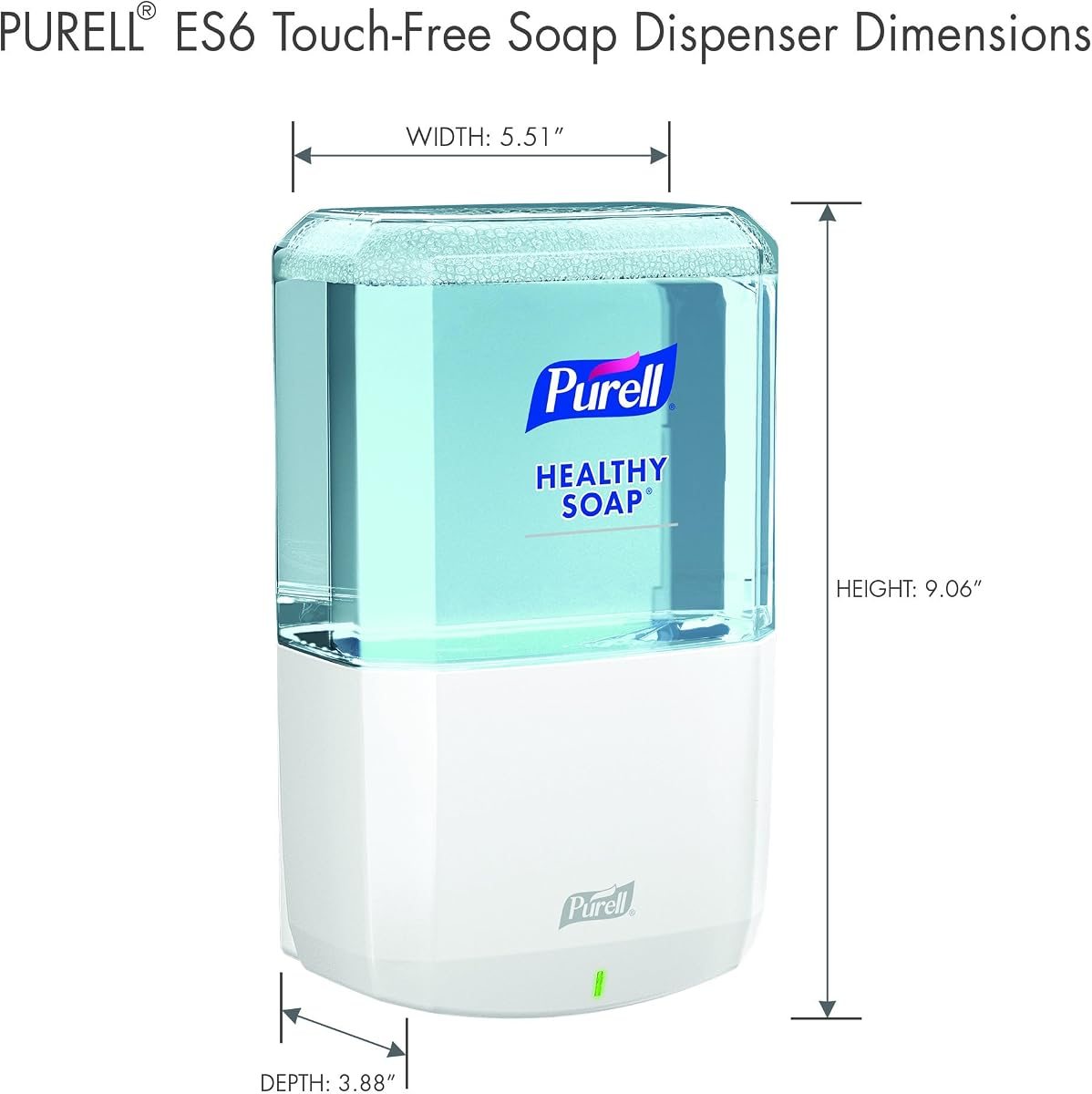 PURELL ES6 Automatic Hand Soap Dispenser, White, Compatible with 1200 mL PURELL ES6 Hand Soap Refills (Pack of 6) - - Manufactured by GOJO, Inc., view 4