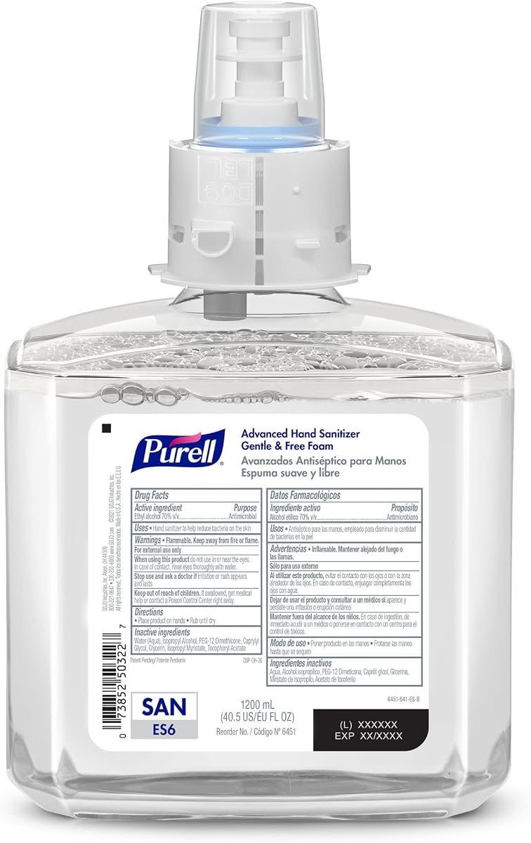 PURELL ES6 Hand Sanitizer Foam Refill, 2ct x 1200mL, view 2