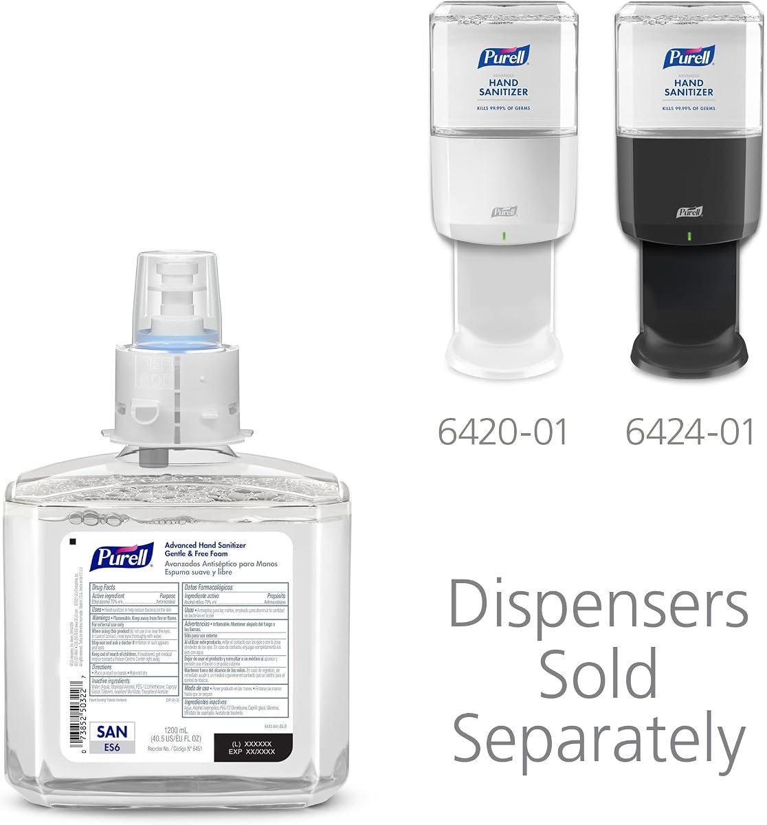 PURELL ES6 Hand Sanitizer Foam Refill, 2ct x 1200mL, view 5