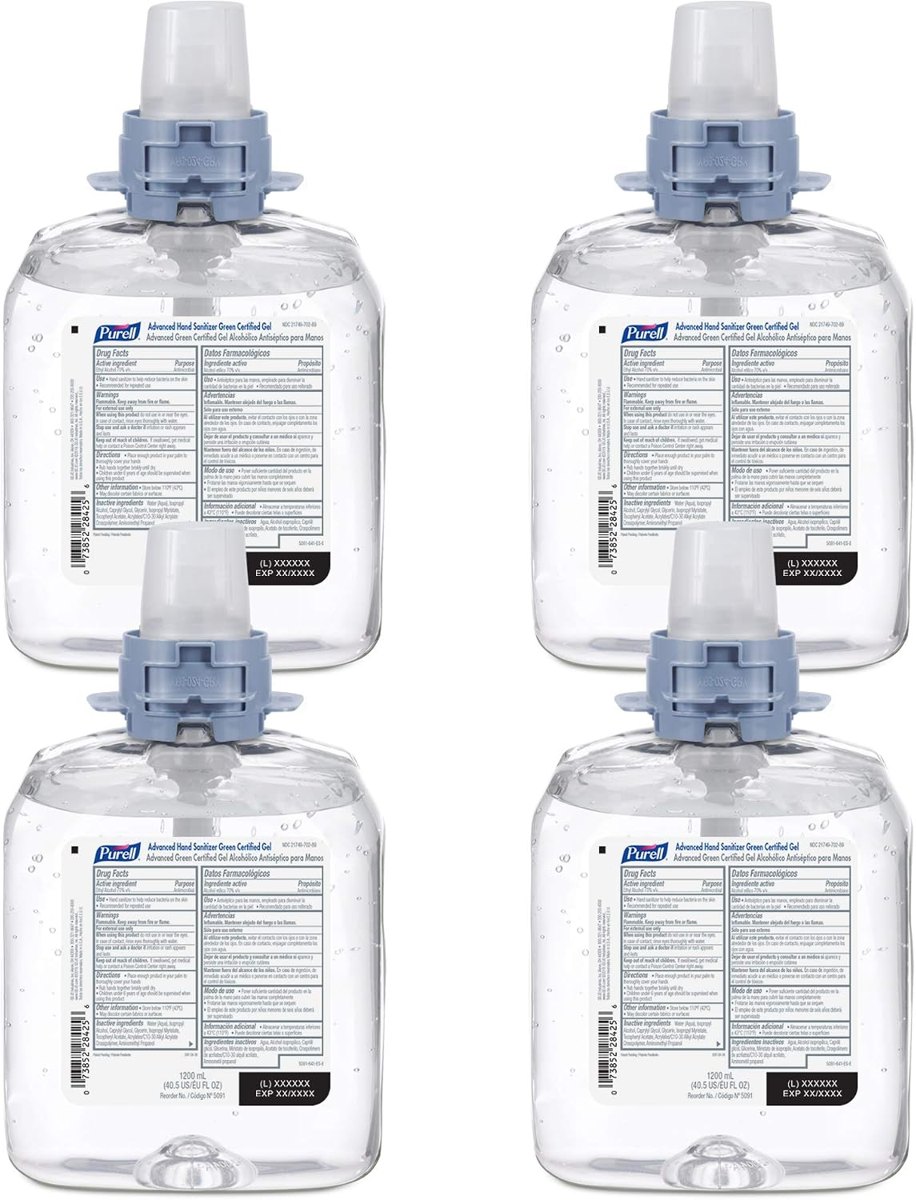 PURELL FMX-12 Hand Sanitizer Refill, Fragrance Free, 4ct x 1200mL