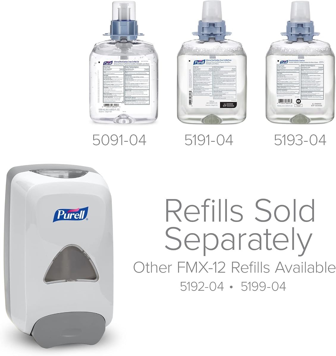 PURELL FMX-12 Push-Style Hand Sanitizer Foam Dispenser,Dove Grey,for 1200 mL PURELL FMX-12 Hand Sanitizer Foam Refill - ,(Pack of 6), view 5