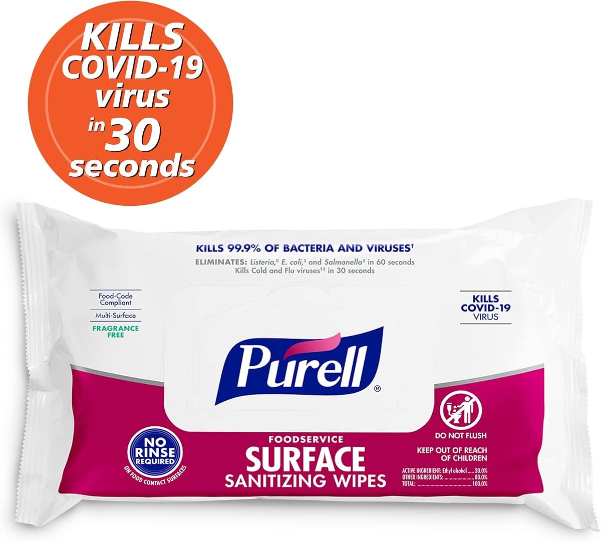PURELL Foodservice Surface Sanitizing Wipes Flowpack, 12pk x 72ct, view 3