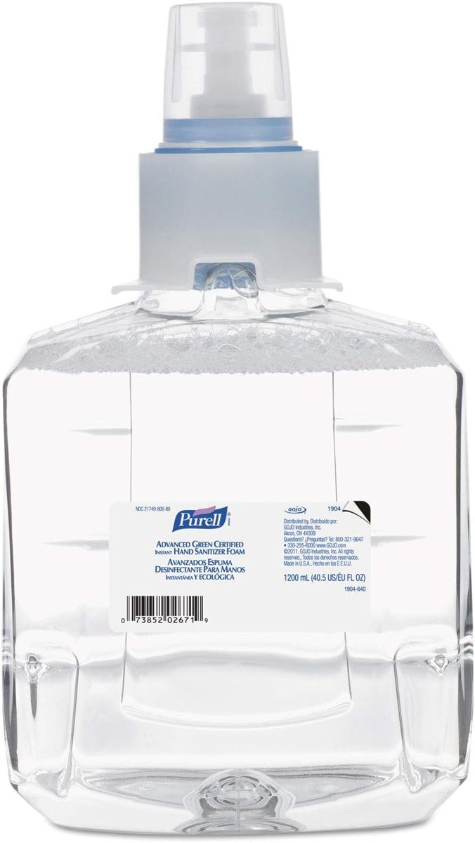Gojo PURELL Advanced Green Certified Hand Sanitizer Refill, Fragrance Free, 1200mL, Pack of 2