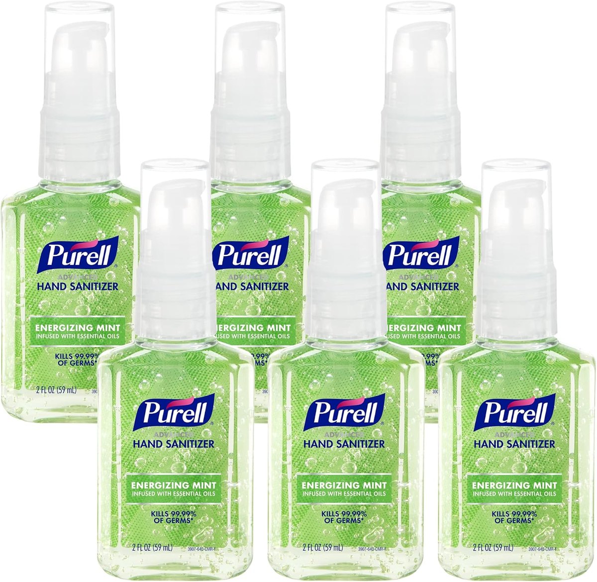 PURELL Hand Sanitizer Gel Mint, Travel Pump Bottle 6ct x 2fl oz
