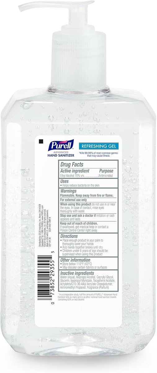 PURELL Hand Sanitizer Gel Pump Bottle, 4ct x 24 fl oz, view 2