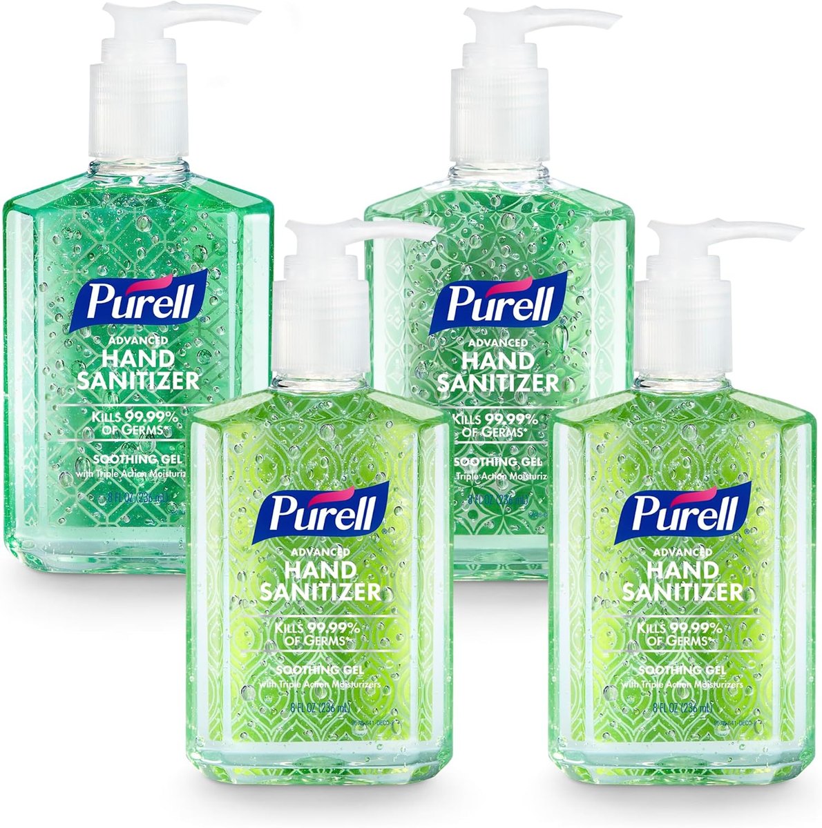 PURELL Hand Sanitizer Soothing Gel Pump Bottle, 4ct x 8 oz