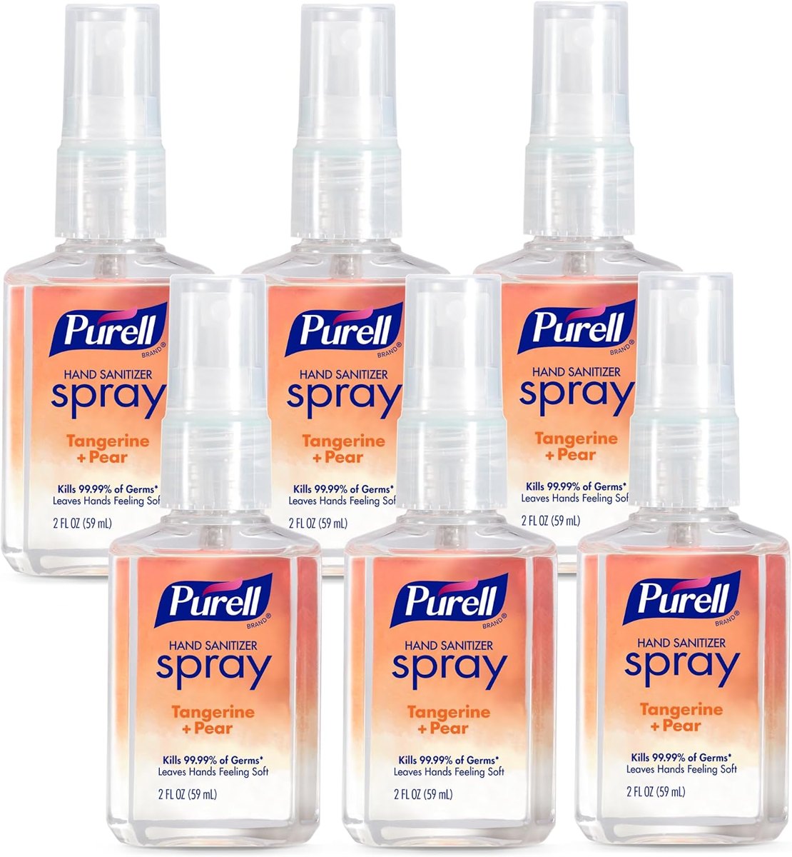 PURELL Hand Sanitizer Spray Tangerine+Pear, 6ct x 2fl oz