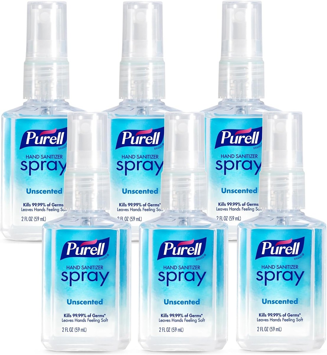 PURELL Hand Sanitizer Spray Unscented, Travel Size 6ct x 2fl oz