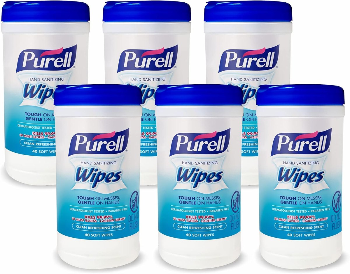 PURELL Hand Sanitizing Wipes Canister, Clean Scent, 6pk x 40ct