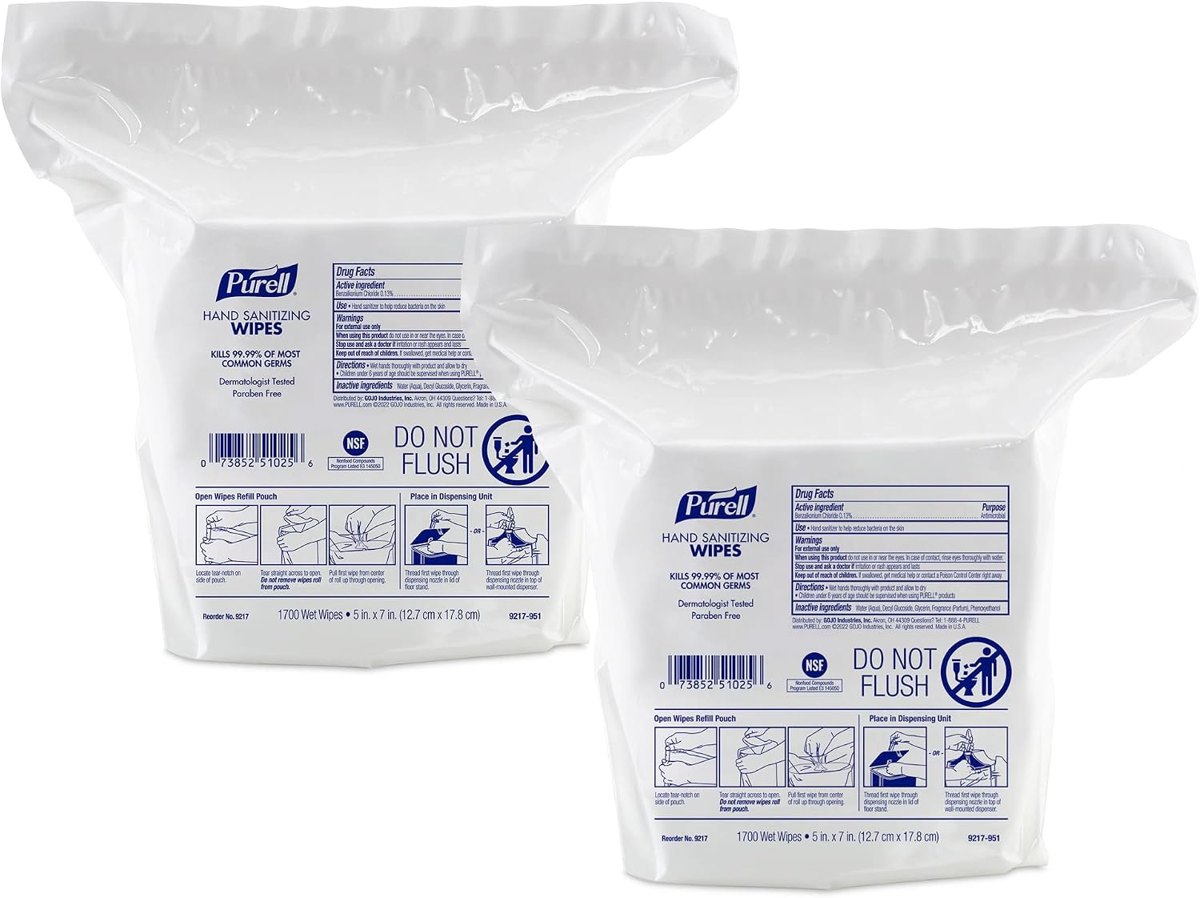 PURELL Hand Sanitizing Wipes, Citrus Scent, 1,700 Wipes Per Bag, Pack Of 2 Bags