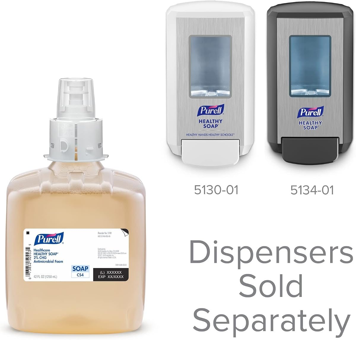 PURELL Healthcare HEALTHY SOAP 2% CHG Antimicrobial Foam, Fragrance Free, 1250 mL Foam Refill for PURELL CS4 Manual Soap Dispenser (Pack of 3) - - Manufactured by GOJO, Inc., view 5