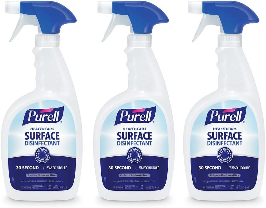 PURELL Healthcare Surface Disinfectant Spray, Fragrance Free, 32 fl oz Capped Bottle with Spray Trigger in Pack (Pack of 3)