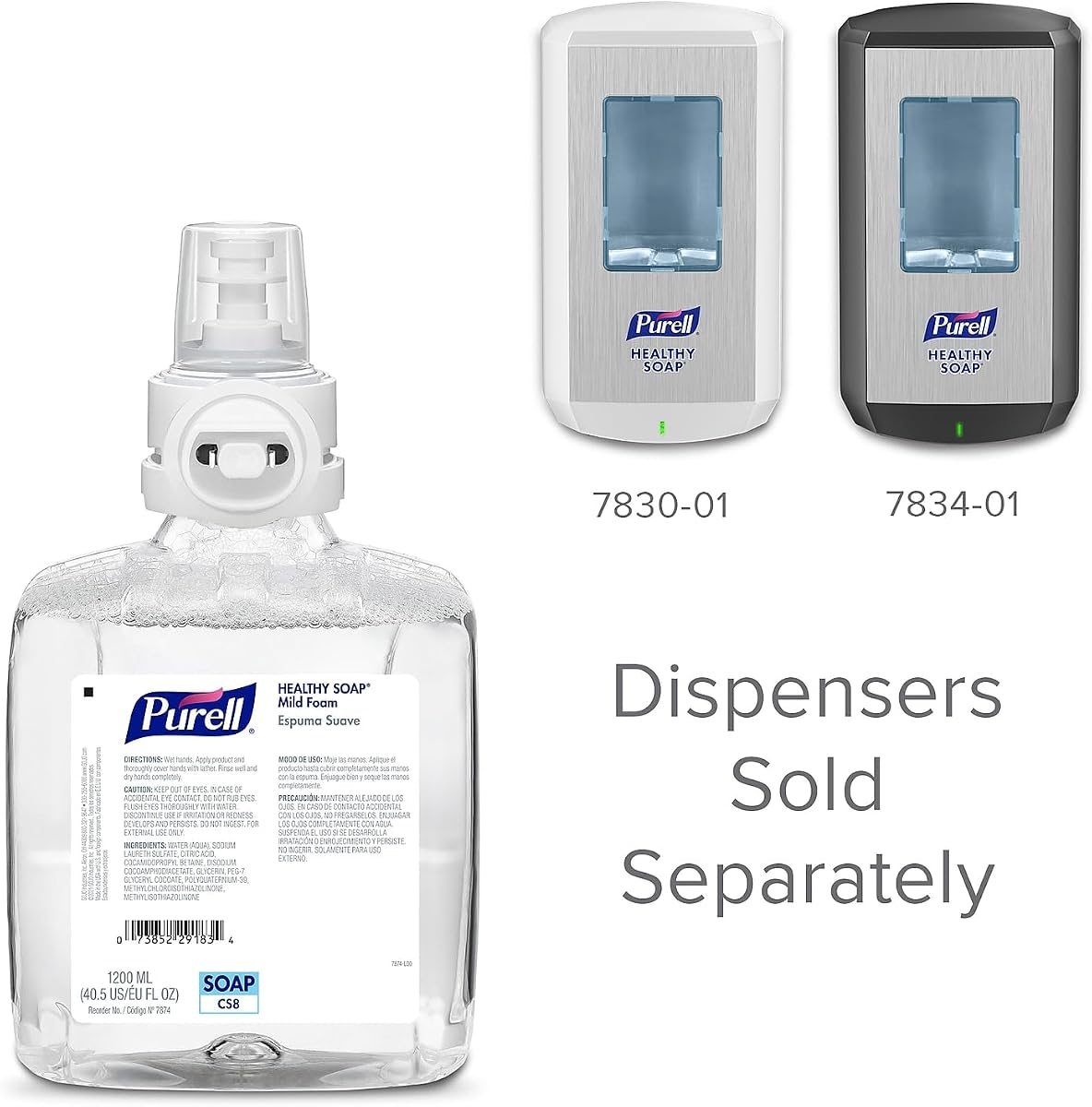 PURELL Healthy Soap CS8 Mild Foam Soap Refills, Unscented, 1200 mL, Pack Of 2 Refills, view 2