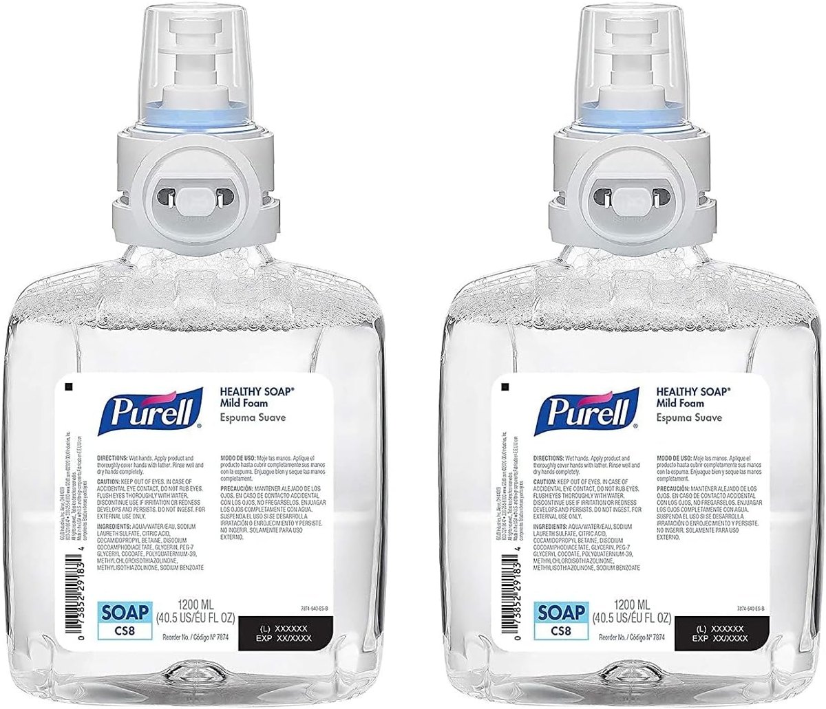 PURELL Healthy Soap CS8 Mild Foam Soap Refills, Unscented, 1200 mL, Pack Of 2 Refills