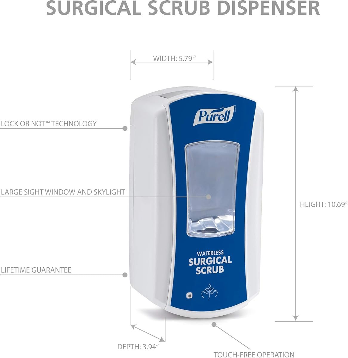 PURELL LTX-12 Automatic Surgical Scrub Dispenser, Blue, 1200 mL, view 2