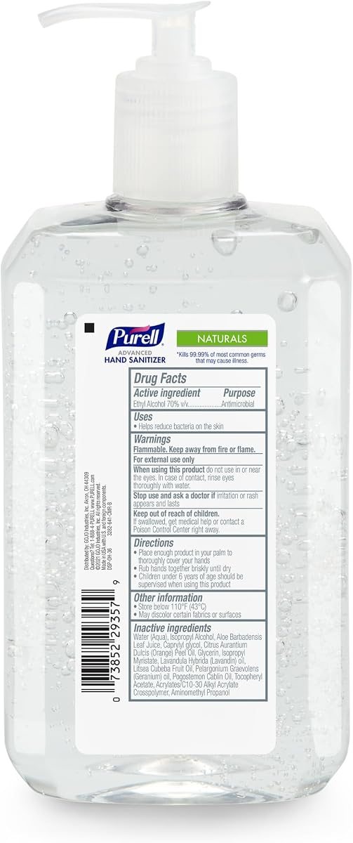 PURELL Naturals Hand Sanitizer 24oz +2 Refillable Bottles 2oz, view 2