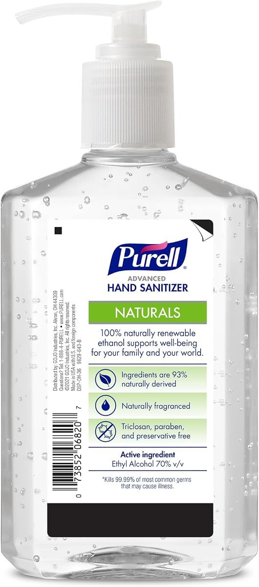 PURELL Naturals Hand Sanitizer Gel, Pump Bottle, 12ct x 12 fl oz, view 2