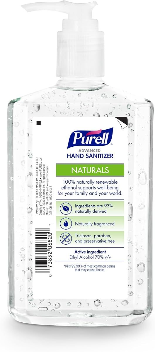 PURELL Naturals Hand Sanitizer Gel, Pump Bottle, 4ct x 12fl oz, view 2