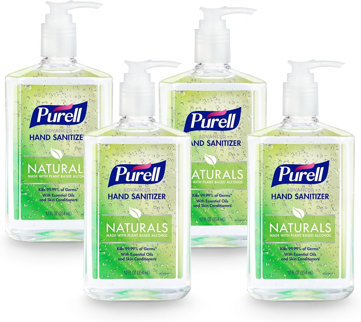 PURELL Naturals Hand Sanitizer Gel, Pump Bottle, 4ct x 12fl oz