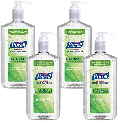 PURELL Naturals Hand Sanitizer Gel Pump Bottle, 4ct x 28fl oz