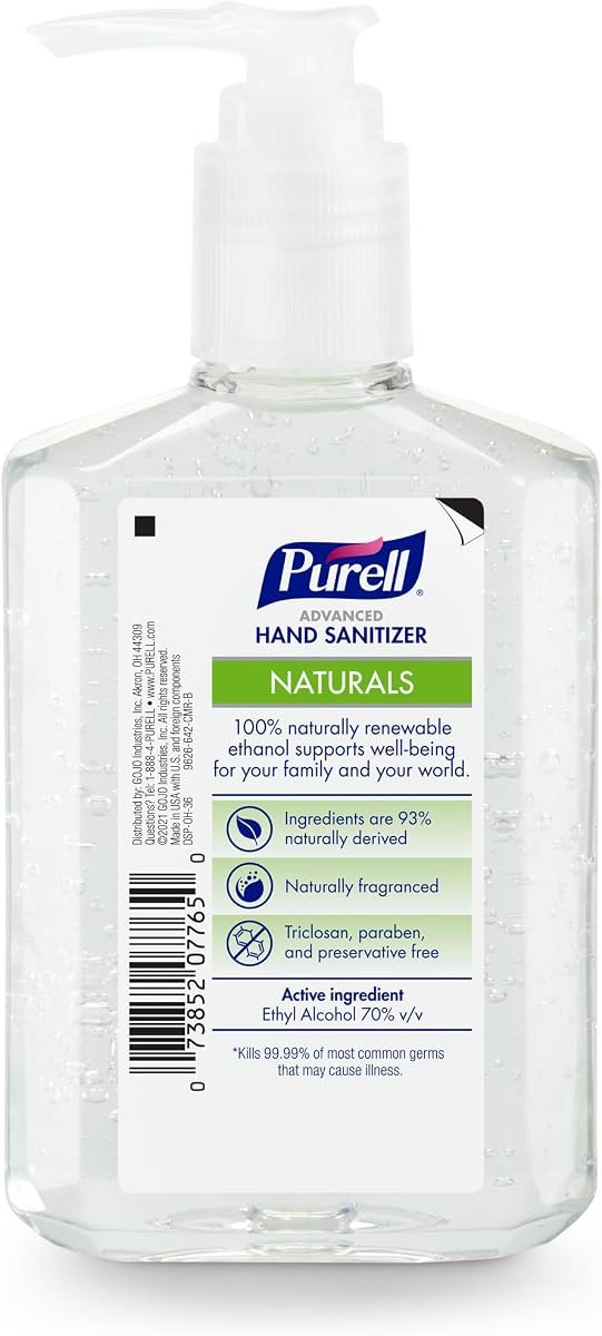 PURELL Naturals Hand Sanitizer Gel Pump Bottle, 6ct x 8fl oz, view 2