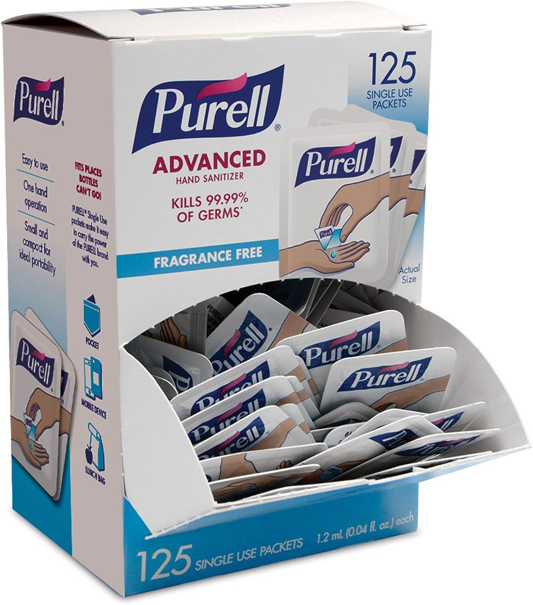 PURELL Personals Hand Sanitizer Gel Travel Packets 125ct