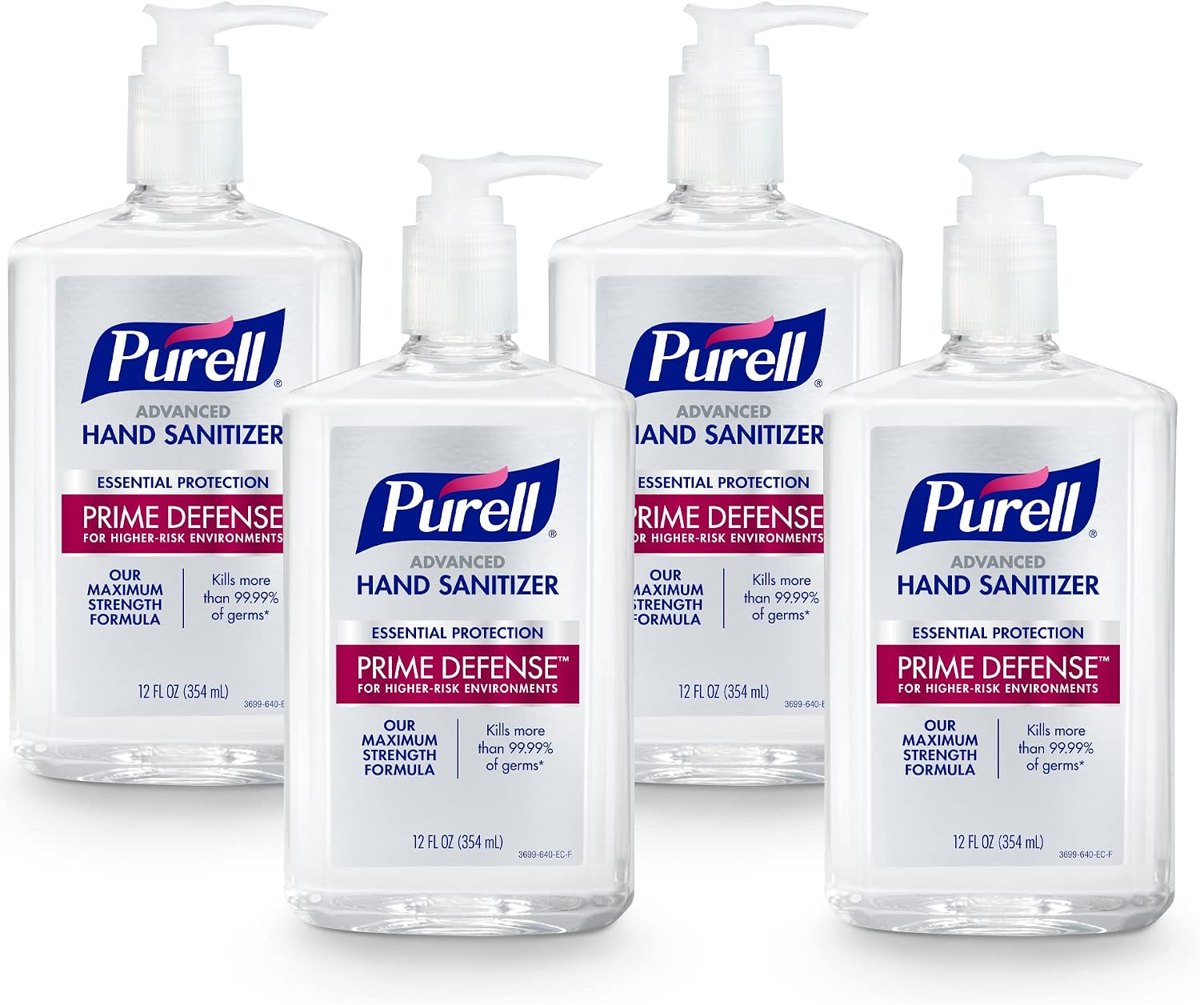 PURELL Prime Defense Hand Sanitizer Gel Pump Bottle 4ct x 12oz
