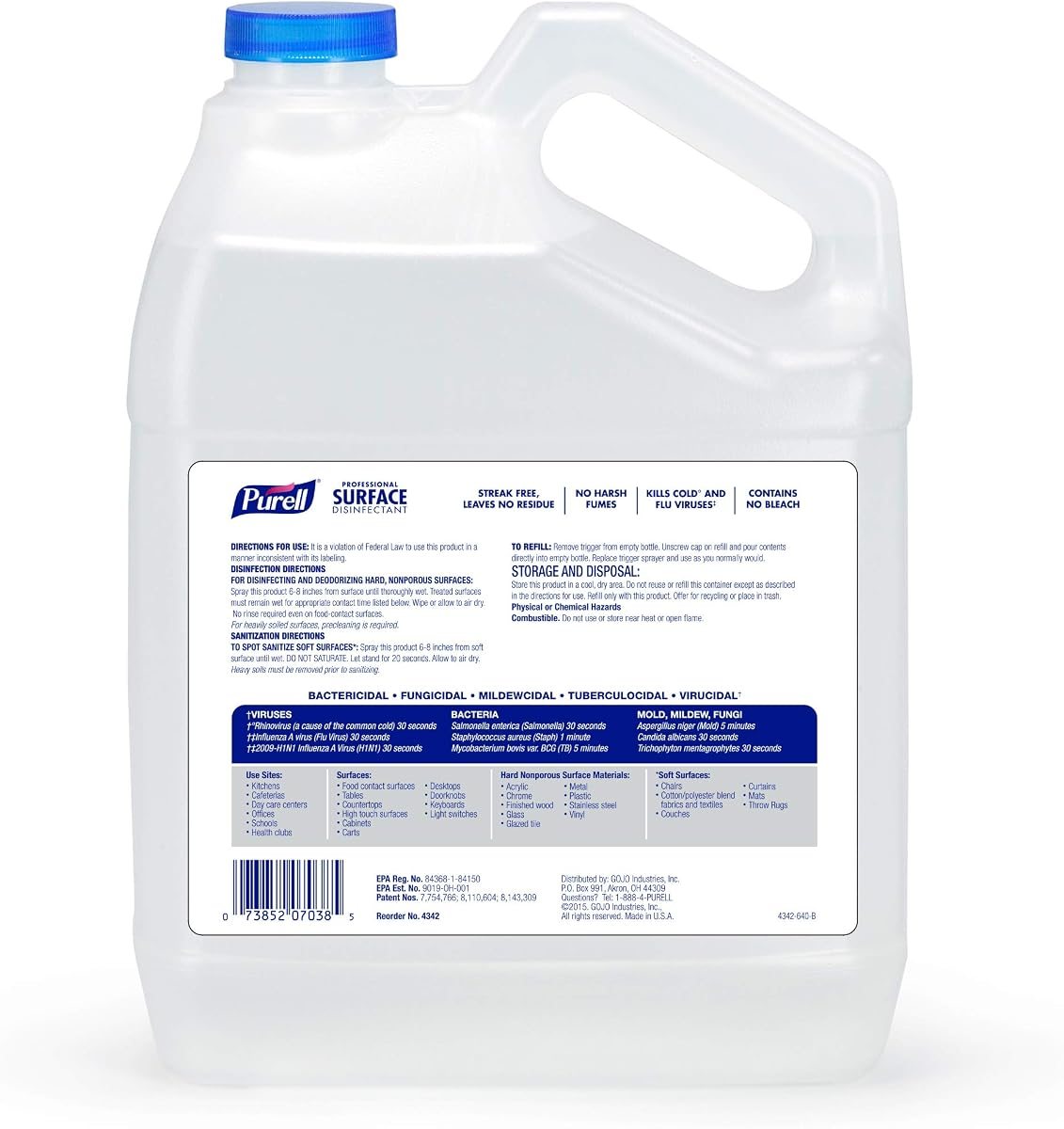 PURELL Professional Surface Disinfectant Spray Refill, 4ct x 1Gal, view 2