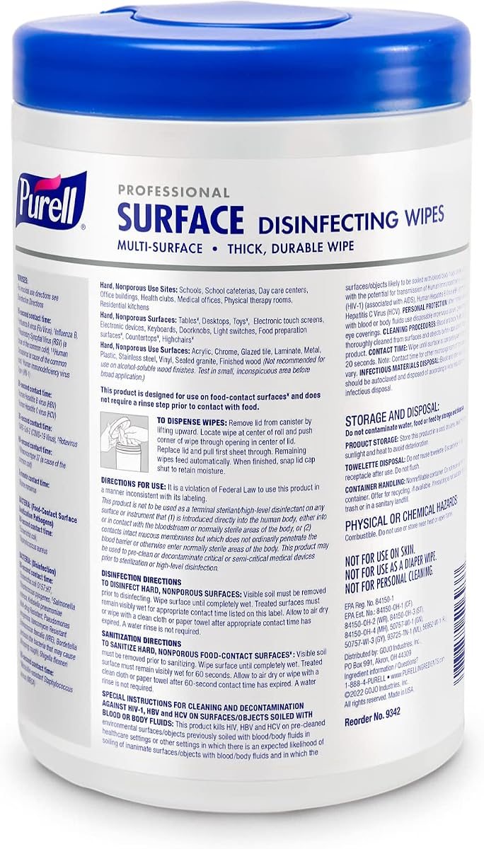 PURELL Professional Surface Disinfecting Wipes Canister 6 x 110ct, view 2
