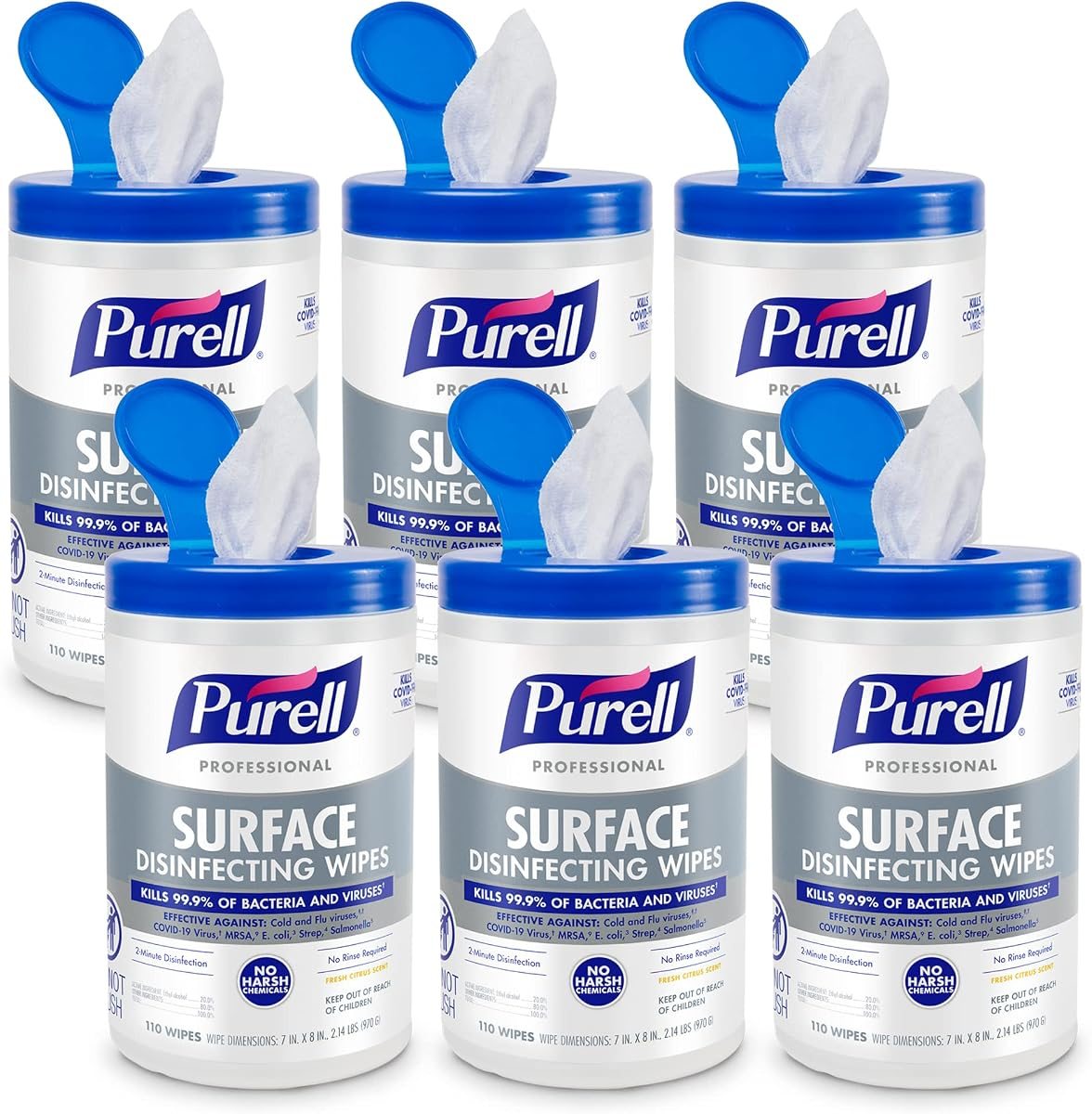 PURELL Professional Surface Disinfecting Wipes Canister 6 x 110ct, view 3