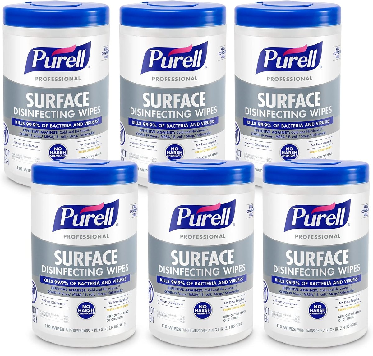 PURELL Professional Surface Disinfecting Wipes Canister 6 x 110ct