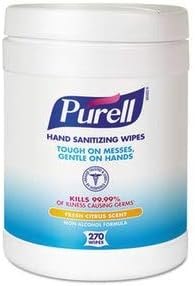 PURELL Sanitizing Hand Wipes, 6 X 6 3/4, White, 270/Canister, 6 Canisters/Carton