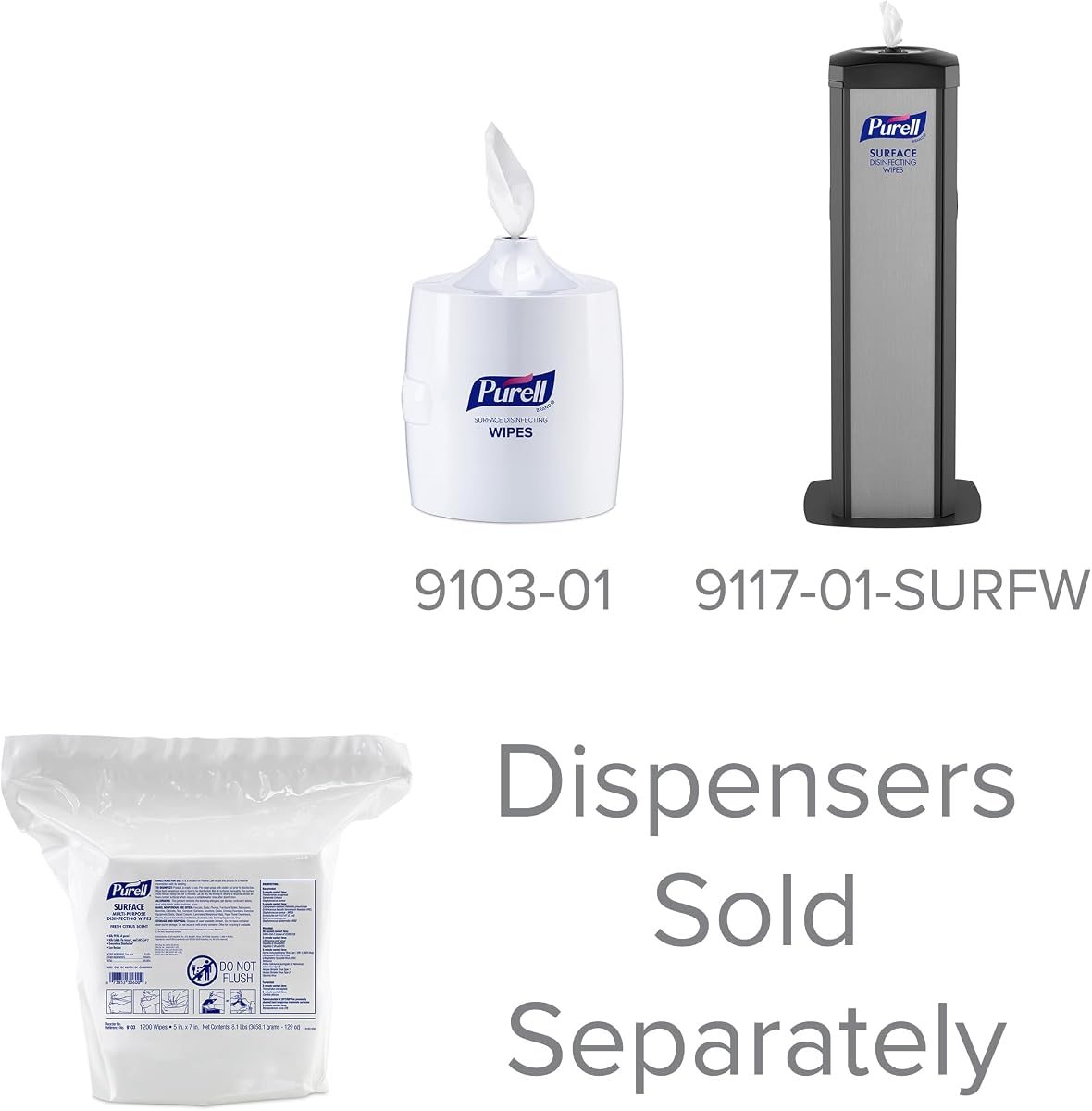 PURELL Surface Multi-Purpose Disinfecting Wipes, 1200 Count Refill (Pack of 2), view 5